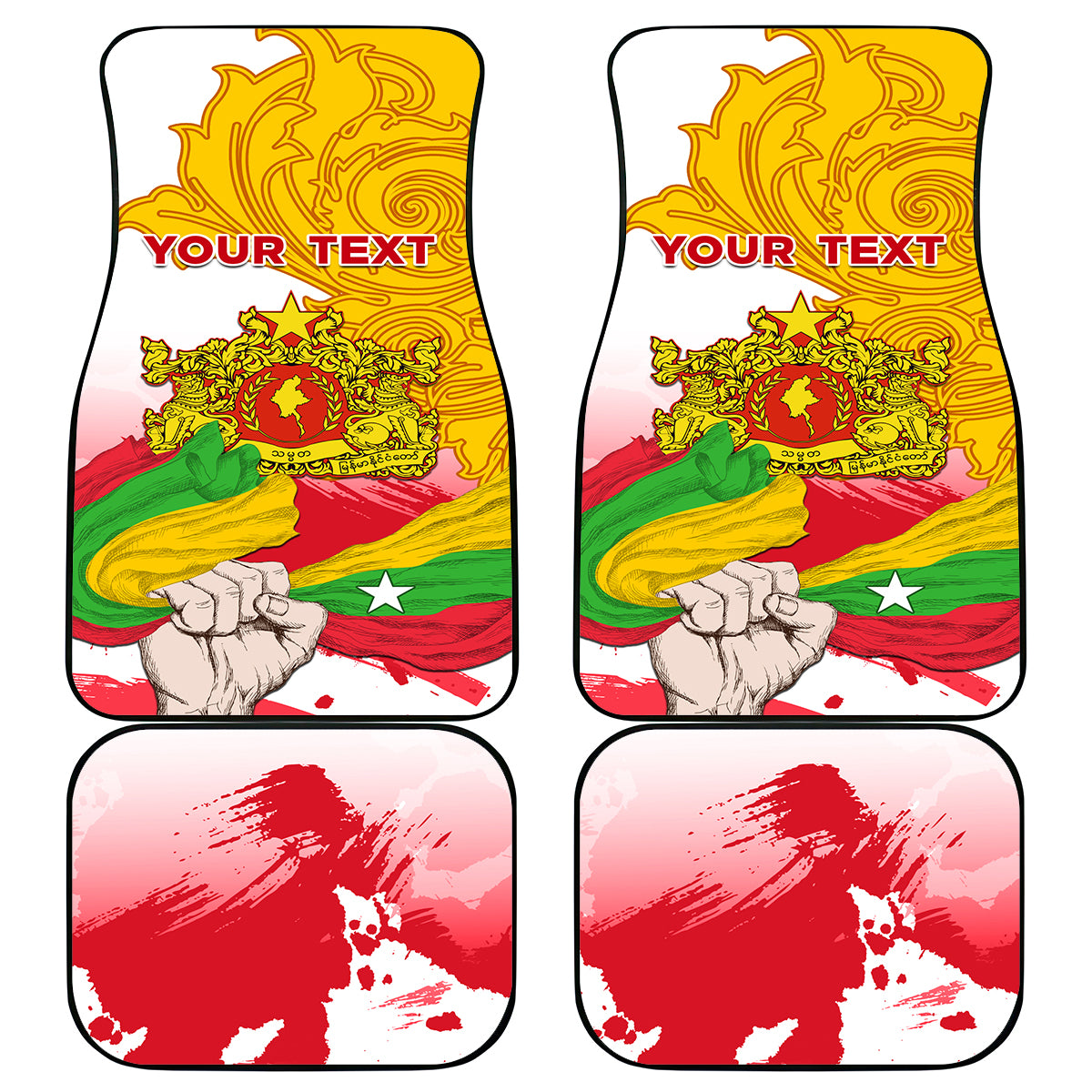 Myanmar Independence Day Car Mats Brahmadesh Kanote Pattern - Wonder Print Shop