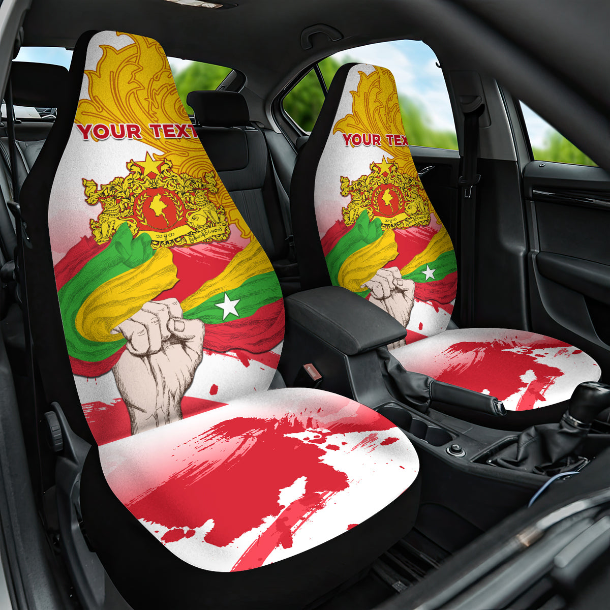 Myanmar Independence Day Car Seat Cover Brahmadesh Kanote Pattern - Wonder Print Shop