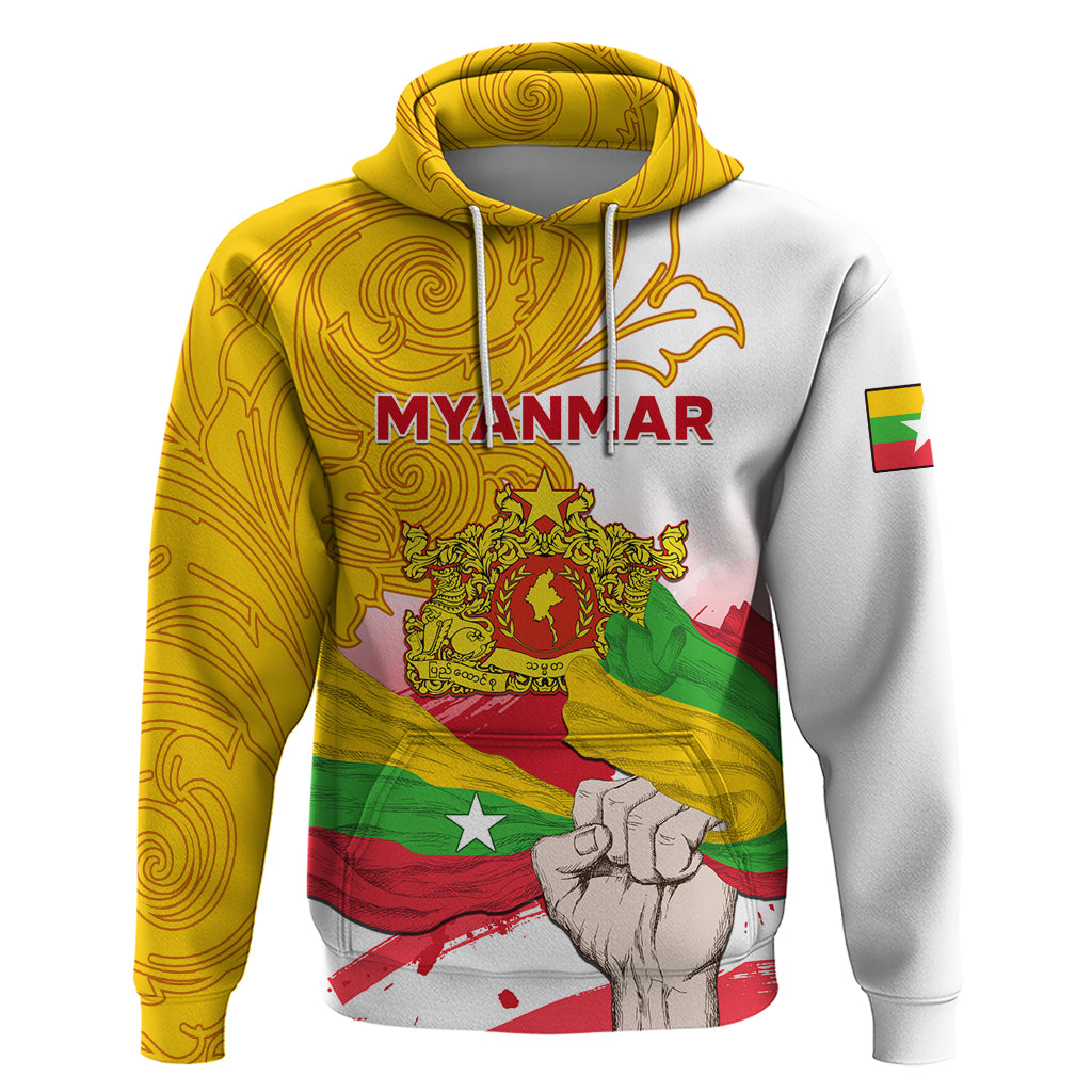 Myanmar Independence Day Hoodie Brahmadesh Kanote Pattern - Wonder Print Shop