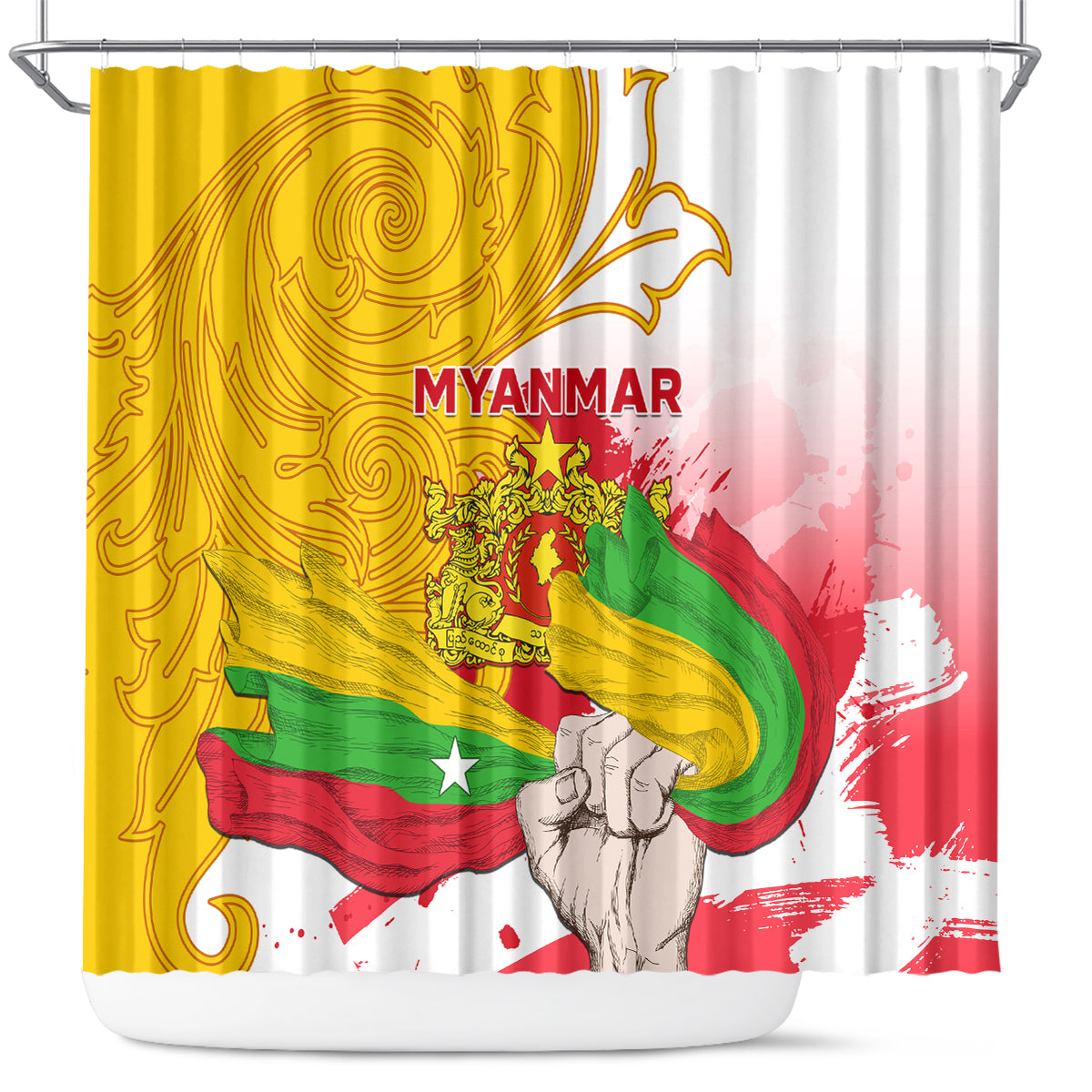 myanmar-independence-day-shower-curtain-brahmadesh-kanote-pattern