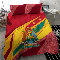 Grenada independence bedding set featuring flag design, red textured sparkle border