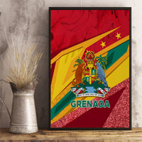 Framed Grenada themed canvas wall art with red flag, emblem, and GRENADA text