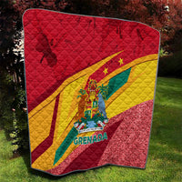 Grenada flag-themed quilt with quilt stitching and glittery red lower section