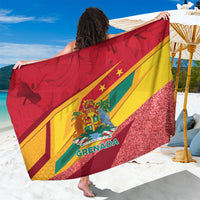 Independence Day sarong with Grenada-style flag print and glittery red fabric
