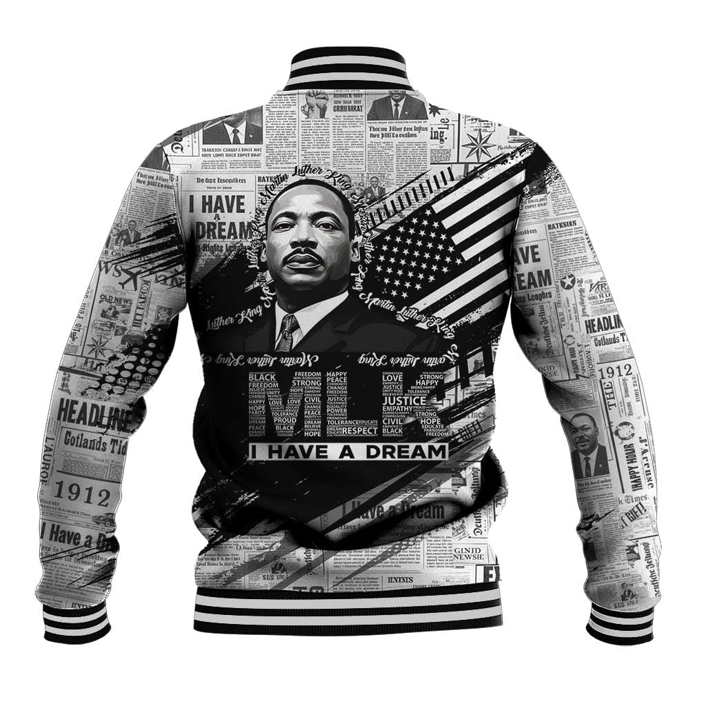 I Have A Dream MLK Baseball Jacket Newspaper Grunge Style - Wonder Print Shop