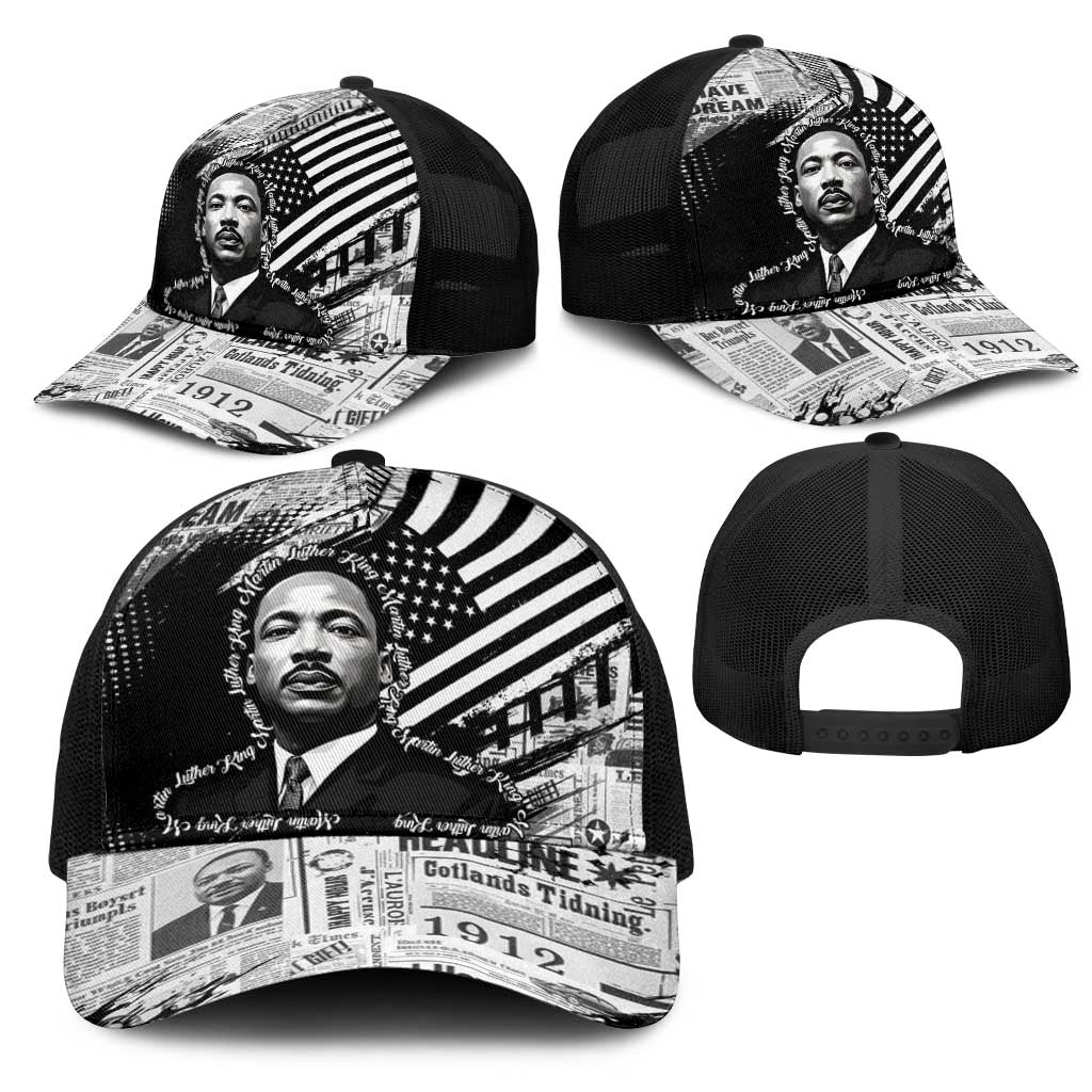 I Have A Dream MLK Baseball Net Cap Newspaper Grunge Style - Wonder Print Shop