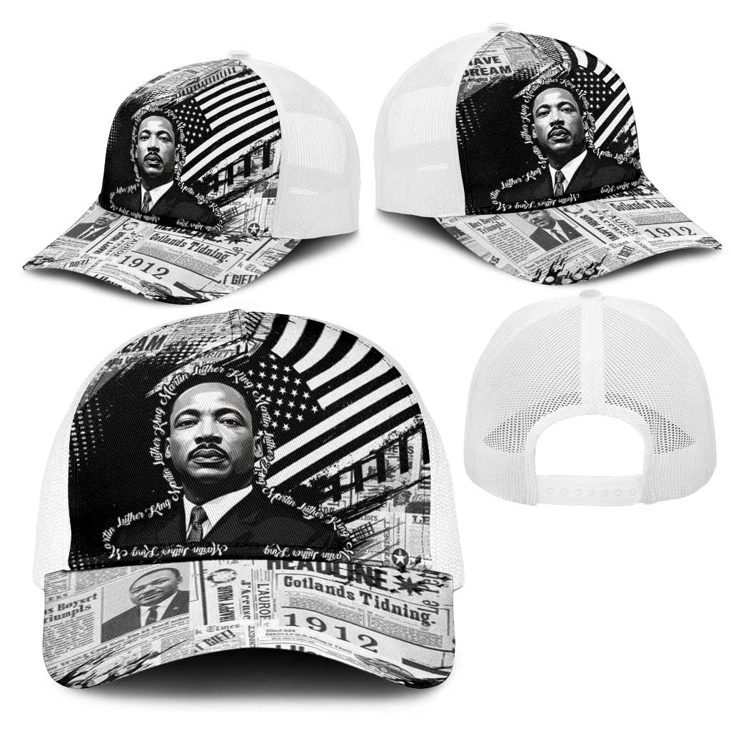 I Have A Dream MLK Baseball Net Cap Newspaper Grunge Style - Wonder Print Shop