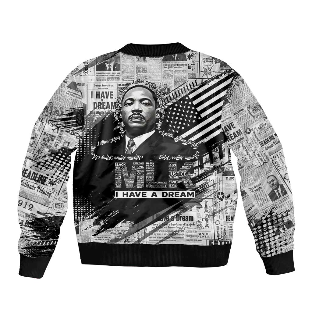 I Have A Dream MLK Bomber Jacket Newspaper Grunge Style - Wonder Print Shop