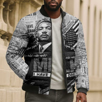 I Have A Dream MLK Bomber Puffer Jacket Newspaper Grunge Style - Wonder Print Shop