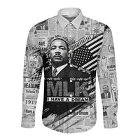 I Have A Dream MLK Long Sleeve Button Shirt Newspaper Grunge Style - Wonder Print Shop