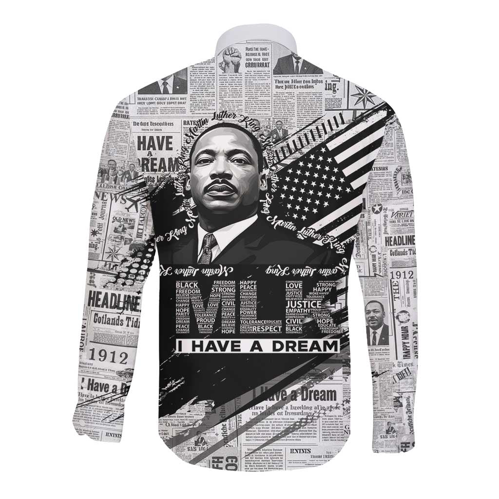 I Have A Dream MLK Long Sleeve Button Shirt Newspaper Grunge Style - Wonder Print Shop
