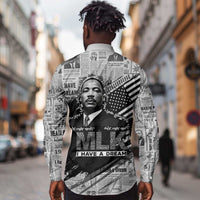 I Have A Dream MLK Long Sleeve Button Shirt Newspaper Grunge Style - Wonder Print Shop