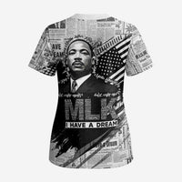 I Have A Dream MLK Scrub Top Newspaper Grunge Style - Wonder Print Shop