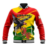 Baseball jacket with red/yellow/green front graphic and 'ZIMBABWE Independence Day' text
