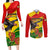 Zimbabwe Independence Day Couples Matching Long Sleeve Bodycon Dress and Long Sleeve Button Shirt Chapungu Bird With Flame Lily - Wonder Print Shop