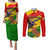 Zimbabwe Independence Day Couples Matching Puletasi and Long Sleeve Button Shirt Chapungu Bird With Flame Lily - Wonder Print Shop