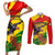 Zimbabwe Independence Day Couples Matching Short Sleeve Bodycon Dress and Long Sleeve Button Shirt Chapungu Bird With Flame Lily - Wonder Print Shop