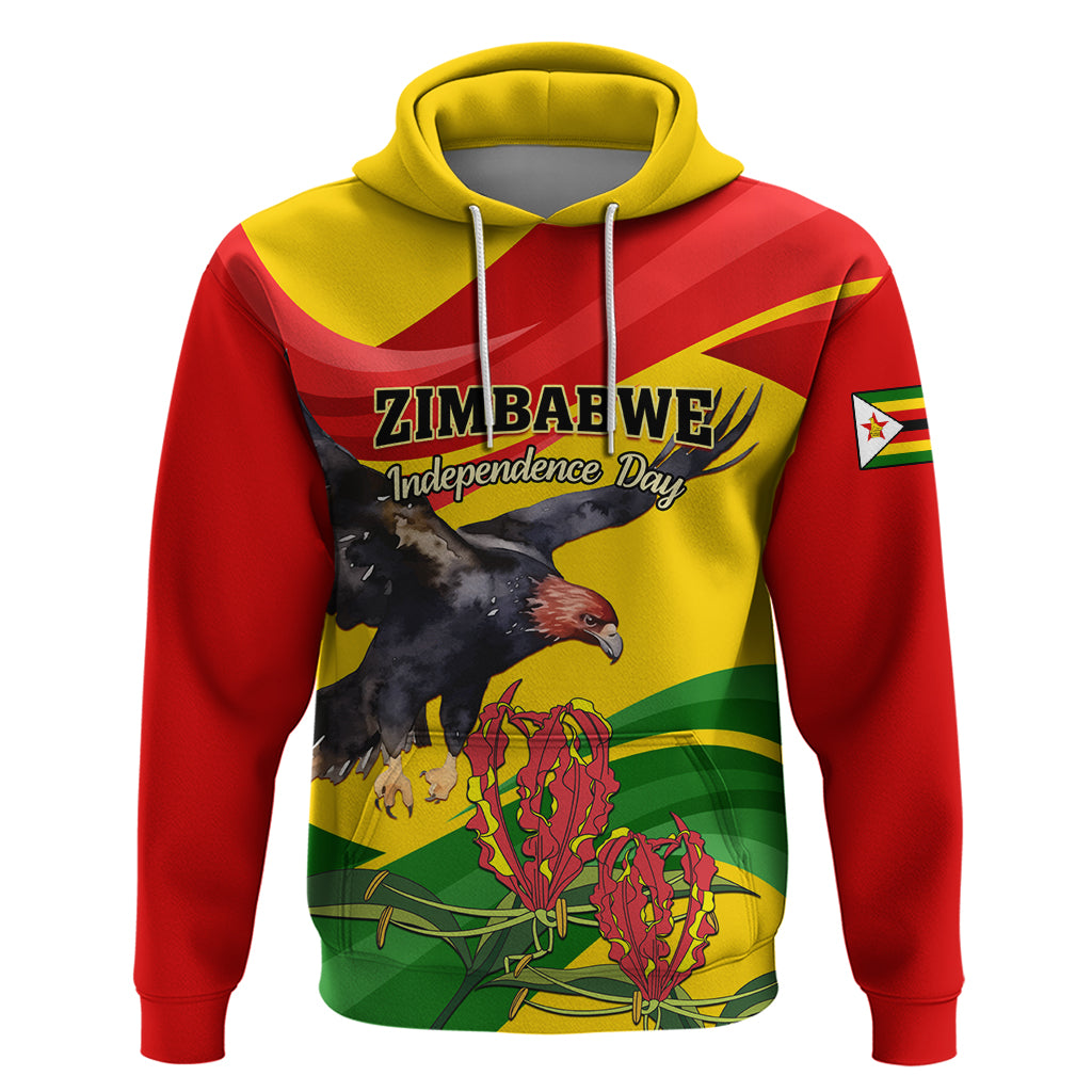 Zimbabwe Independence Day Hoodie Chapungu Bird With Flame Lily