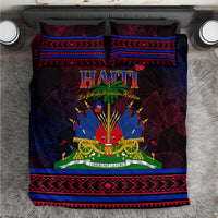 Haitian flag themed bedding set: dark red and blue duvet with 2 matching pillowcases