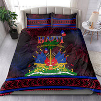 Haitian flag themed bedding set with red-blue duvet featuring “HAITI” and 2 pillowcases