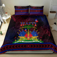 Haitian flag themed bedding set: dark red and blue duvet with “HAITI” front and 2 pillows