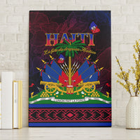 Framed Haiti flag day canvas wall art with colorful emblem and lettering
