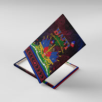 Haiti flag day canvas wall art with black border, shown at an angle