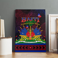 Framed Haiti flag day canvas wall art with red, blue, and green central illustration