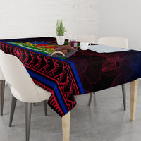 Haitian flag day tablecloth corner with geometric border in red blue and black