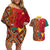 Cameroon National Day Couples Matching Off Shoulder Short Dress and Hawaiian Shirt Cameroun Coat Of Arms Ankara Pattern - Wonder Print Shop