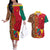 Cameroon National Day Couples Matching Off The Shoulder Long Sleeve Dress and Hawaiian Shirt Cameroun Coat Of Arms Ankara Pattern - Wonder Print Shop