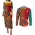 Cameroon National Day Couples Matching Puletasi and Long Sleeve Button Shirt Cameroun Coat Of Arms Ankara Pattern - Wonder Print Shop