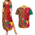 Cameroon National Day Couples Matching Summer Maxi Dress and Hawaiian Shirt Cameroun Coat Of Arms Ankara Pattern - Wonder Print Shop