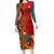 Cameroon National Day Long Sleeve Bodycon Dress Cameroun Coat Of Arms Ankara Pattern - Wonder Print Shop