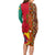 Cameroon National Day Long Sleeve Bodycon Dress Cameroun Coat Of Arms Ankara Pattern - Wonder Print Shop