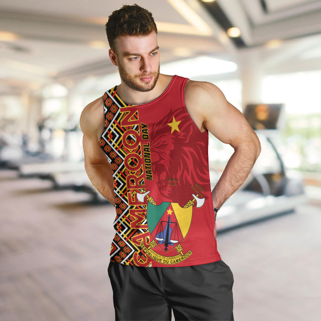 Cameroon National Day Men Tank Top Cameroun Coat Of Arms Ankara Pattern - Wonder Print Shop