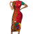 Cameroon National Day Short Sleeve Bodycon Dress Cameroun Coat Of Arms Ankara Pattern - Wonder Print Shop