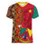 Cameroon National Day Women V Neck T Shirt Cameroun Coat Of Arms Ankara Pattern - Wonder Print Shop