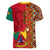 Cameroon National Day Women V Neck T Shirt Cameroun Coat Of Arms Ankara Pattern - Wonder Print Shop