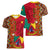 Cameroon National Day Women V Neck T Shirt Cameroun Coat Of Arms Ankara Pattern - Wonder Print Shop