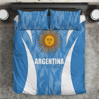 Blue and white Argentina duvet cover with sun emblem and bold “ARGENTINA” lettering
