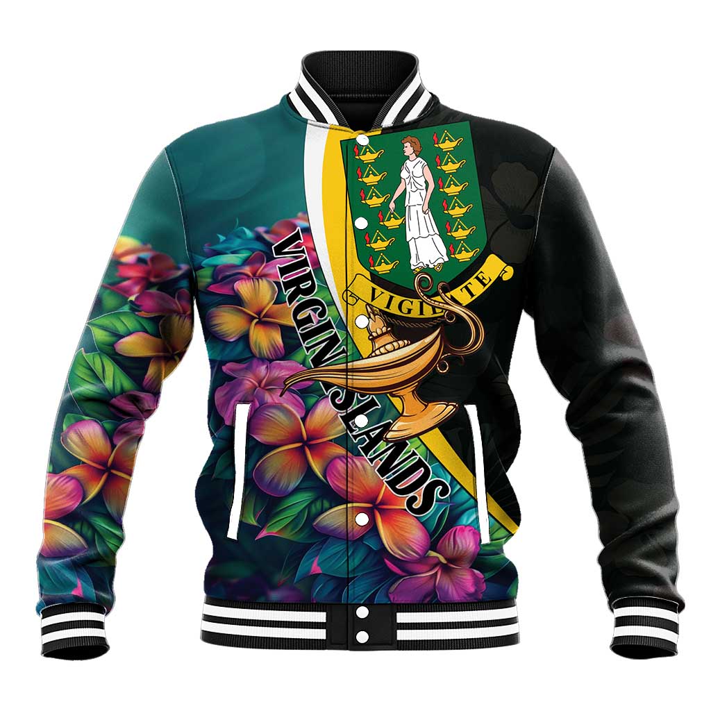 Personalised British Virgin Islands Tropical Baseball Jacket Curve Style