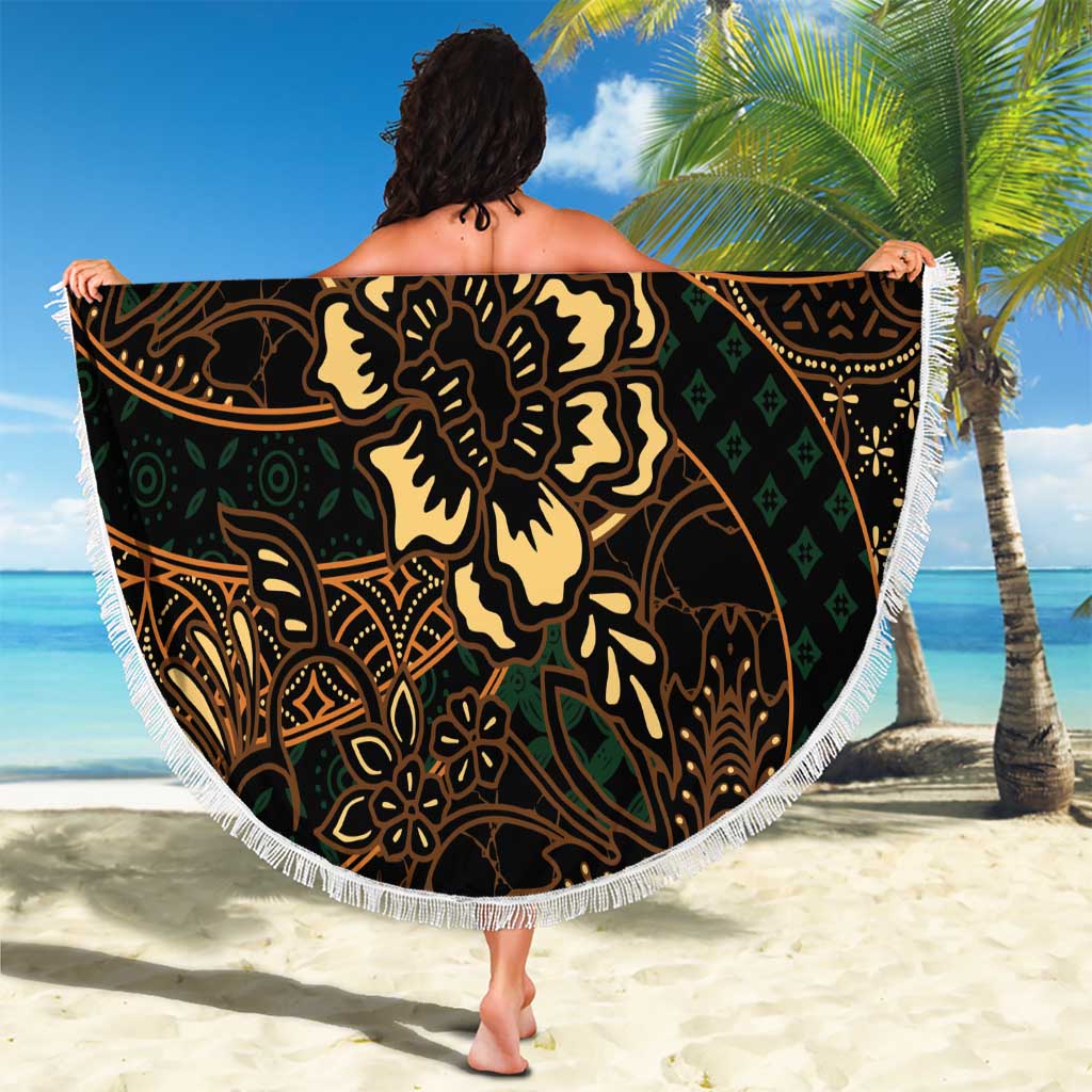 Indonesian Batik Pattern Vintage Brown Beach Blanket