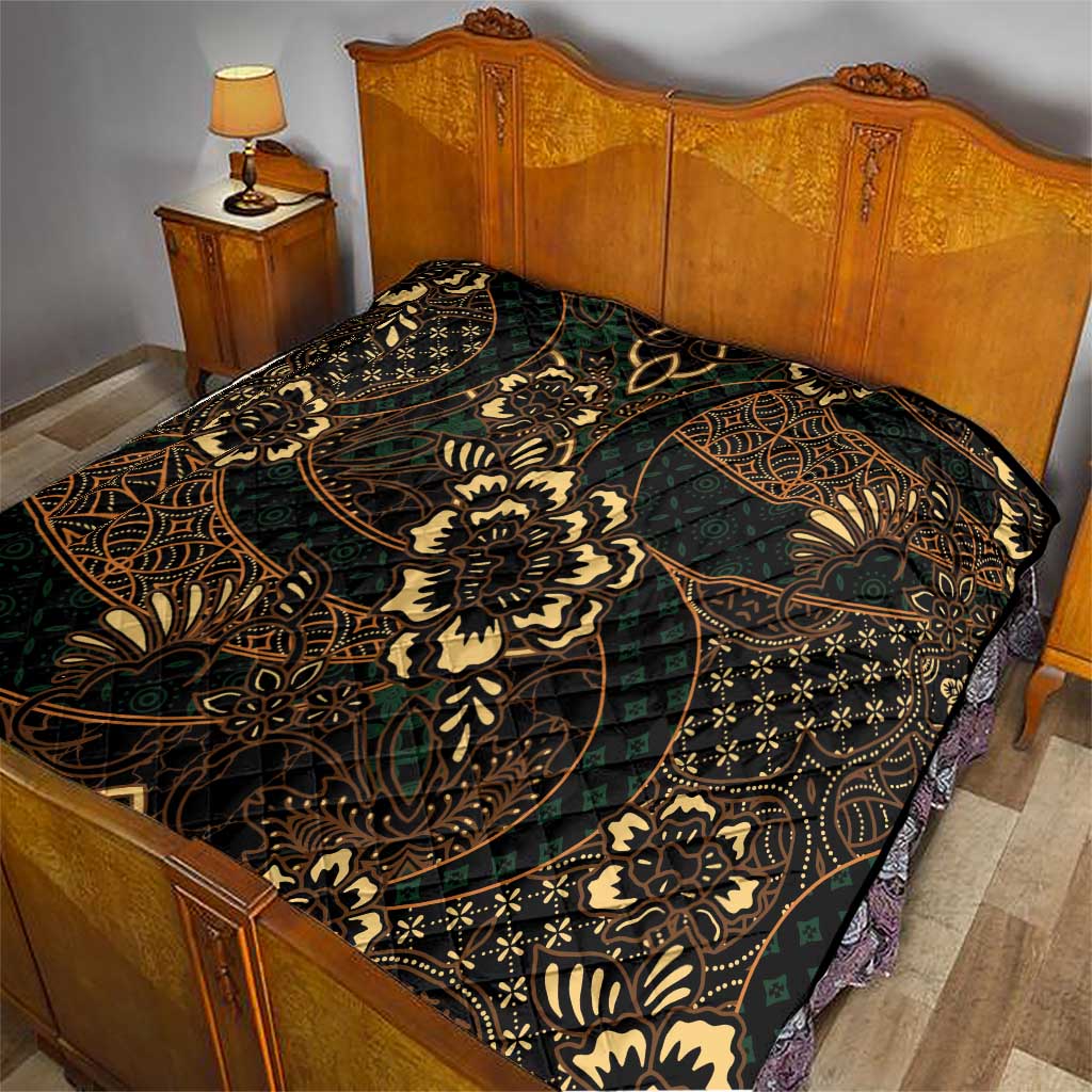 Indonesian Batik Pattern Vintage Brown Quilt