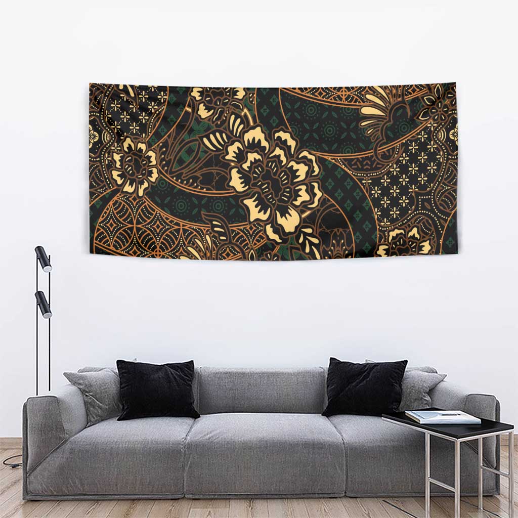 Indonesian Batik Pattern Vintage Brown Tapestry