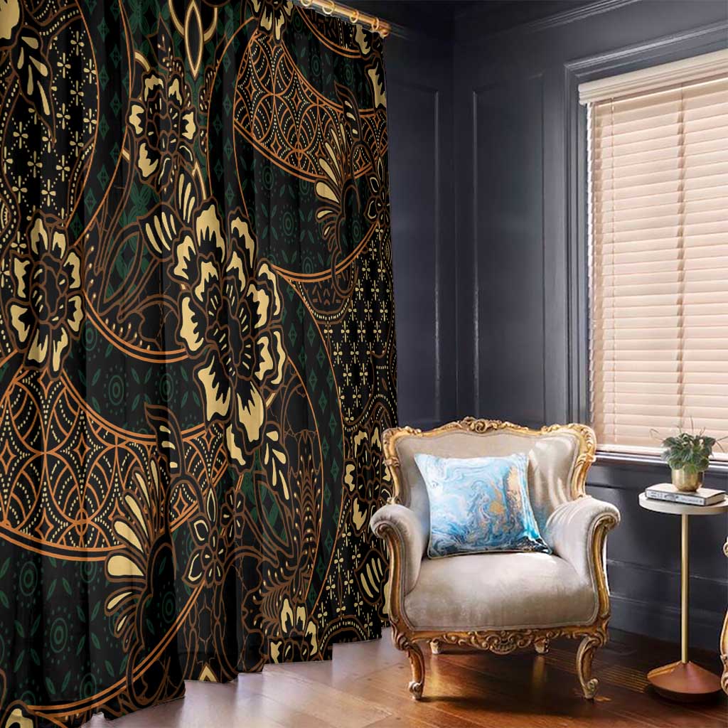 Indonesian Batik Pattern Vintage Brown Window Curtain