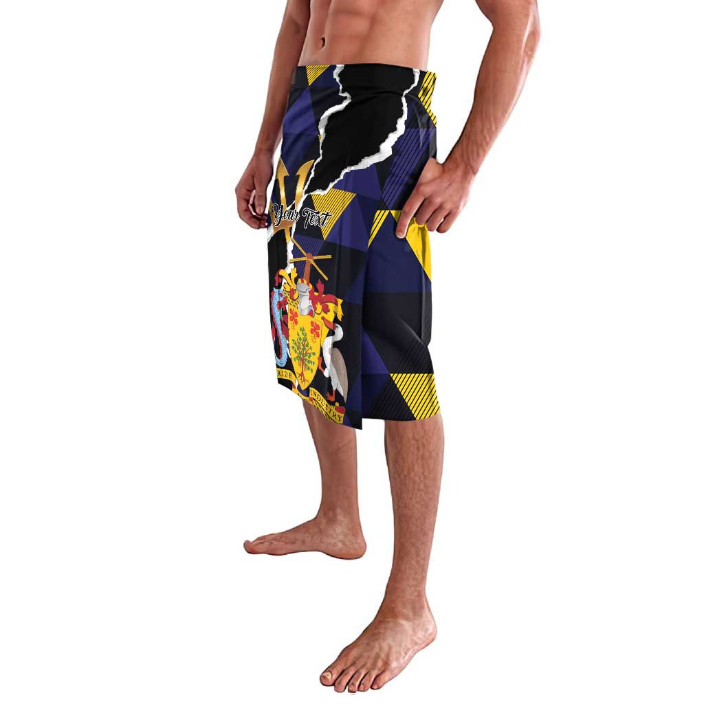 Personalized Barbados Emancipation Day Lavalava Luxury Gold Trident - Wonder Print Shop