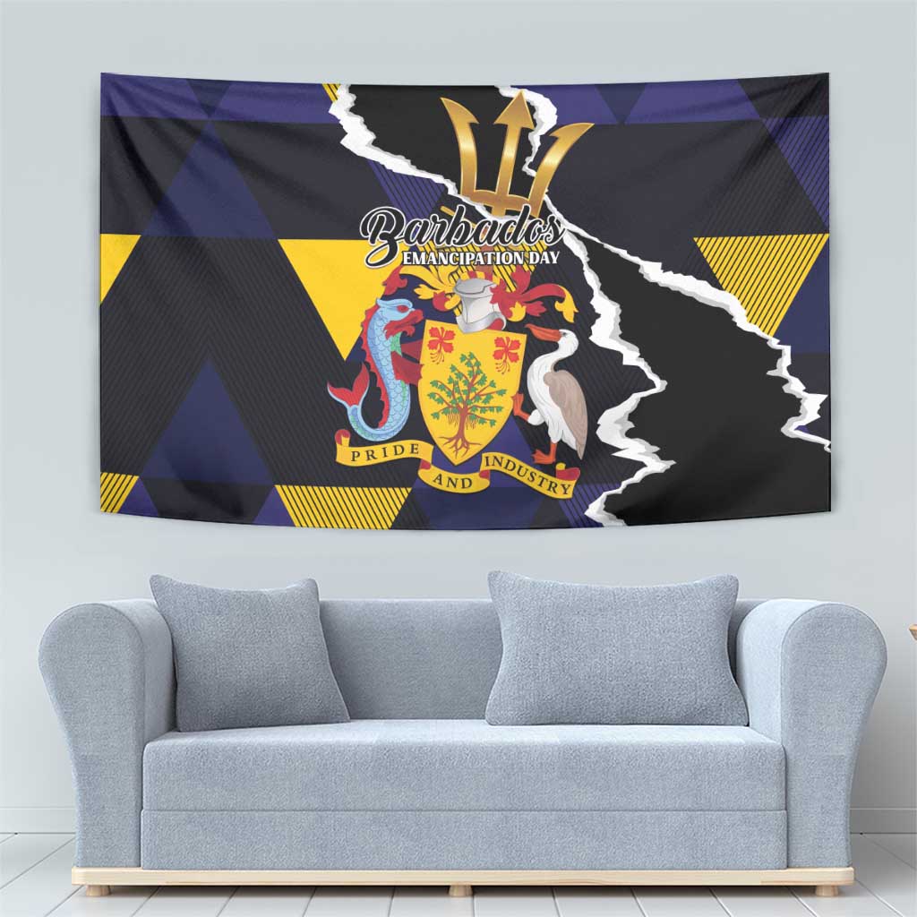 Barbados Emancipation Day Tapestry Luxury Gold Trident - Wonder Print Shop