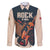 Rock and Roll Skull Guitar Family Matching Long Sleeve Bodycon Dress and Hawaiian Shirt Welsh Dragon - Wonder Print Shop