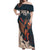 Rock and Roll Skull Guitar Off Shoulder Maxi Dress Welsh Dragon - Wonder Print Shop